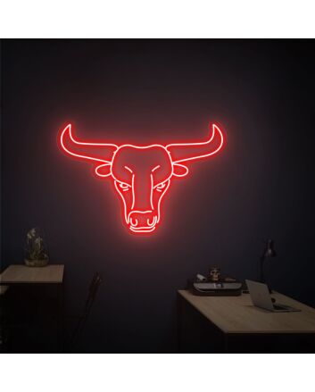 Add a Western Glow to Your Space: Bull Head Led Neon Longhorn Head Skull Light Sign for Bars, Homes, and Festive Occasions.