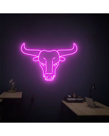 Add a Western Glow to Your Space: Bull Head Led Neon Longhorn Head Skull Light Sign for Bars, Homes, and Festive Occasions.