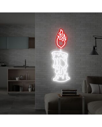 Enhance Your Space: Candle On Fire Neon Sign, Perfect for Game Rooms, Bars, and Trendsetting Home Decor