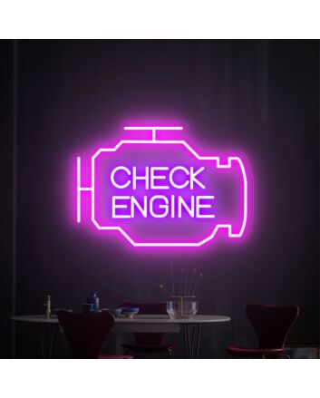 Brighten Up Your Garage, Man Cave, or Next Big Party with the Check Engine Light Neon Sign - The Perfect Gift for Dad and Car Enthusiasts.