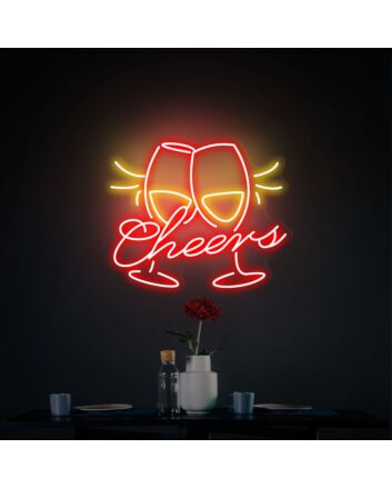 Brighten Your Celebrations: Cheers Neon Sign Light, Perfect for Kid's Rooms, Bars, Parties, Weddings, and Home Decor Delights.