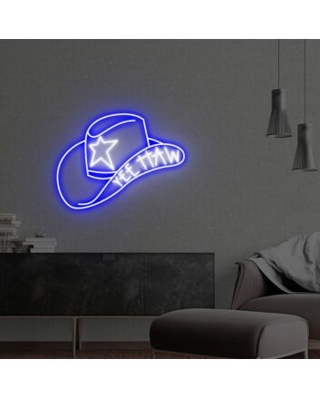 Transform Your Space: Cowboy Hat With Yee Haw Neon Sign for Chic Home Decor, Vibrant Office Settings, and Buzzing Bar Atmospheres