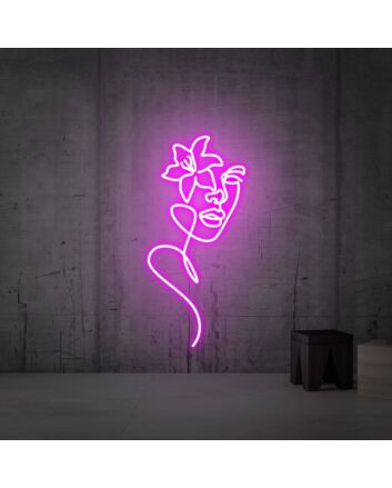 Brighten Your Space: Face With Flower LED Light Neon Sign for Versatile Home Decor, Office Elegance, and Dazzling Bar Atmospheres.