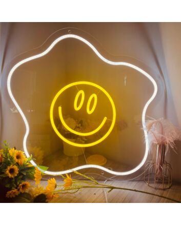 Brighten Your Breakfast Nook and Add Fun to Parties with the Fried Egg Neon Sign Smile Cute Wall Light Decor Neon Sign.