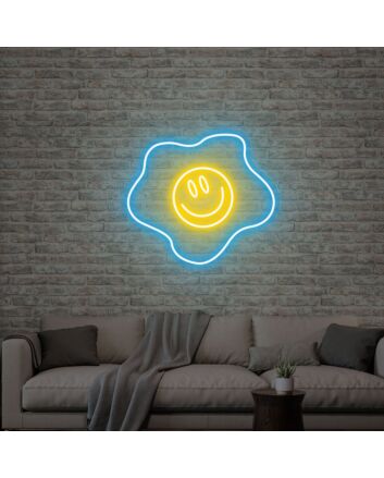 Brighten Your Breakfast Nook and Add Fun to Parties with the Fried Egg Neon Sign Smile Cute Wall Light Decor Neon Sign.
