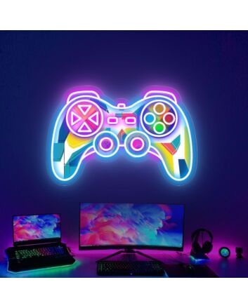 Light Up Your Game Room &amp; Add A Vibrant Touch To Parties With The Game Handsign UV Neon Sign Art Decor.