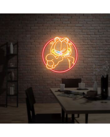 Brighten Up Any Space with Garfield Cat Neon Sign: Perfect for Game Room, Home Office, or Cozy Café Wall Decor.