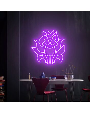 Transform Your Space: Japanese Nine Tailed Fox Neon Sign for Enchanting Home Decor, Vibrant Office Ambiance, and Unforgettable Parties.