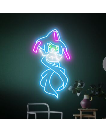 Brighten Your Gaming Space and Anime Gatherings with Jirachi Wish Maker Neon Sign - Perfect for Home Decor, Office, and Themed Events