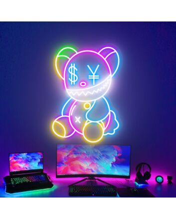Brighten Up Your Space with Kaw Teddy Bear Neon Sign: Perfect for Game Rooms, Home Decor, and Celebratory Events Like Weddings and Parties.