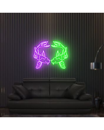 Brighten Your Space with Elegance: Koi Fish Neon Sign Japanese Neon Gift for Home Decor, Offices, Stores, Bars, and Special Celebrations.