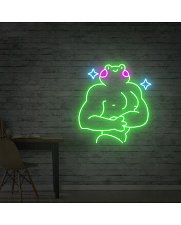 Brighten Up Your Game Room, Parties, and Home Decor with the Muscle Frog Neon Sign - A Whimsical Touch for Any Space!