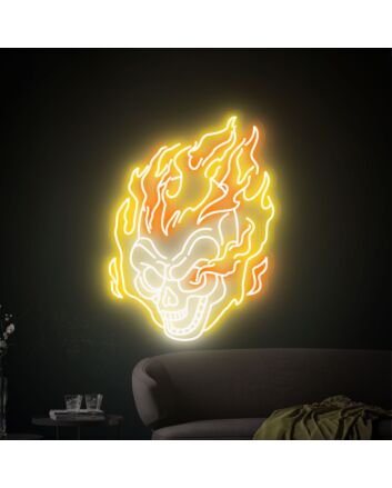 Brighten Up Your Space: Perfect for Halloween, Themed Events, or Edgy Home and Bar Decor with the Skull Head Neon Sign Handmade Art Neon Light Wall Decor.