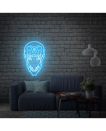 Add an electrifying touch to your space with Skull Neon Sign Size and Color - Perfect for Game Room, Home Office, or Bar Decor.