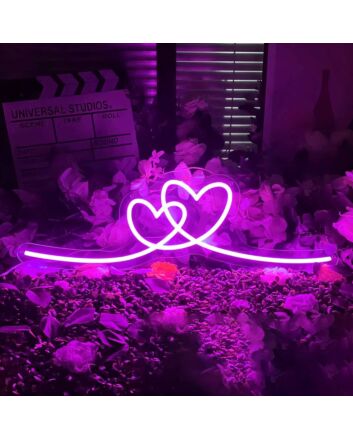 Double heart neon sign