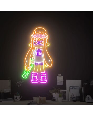 Brighten Up Your Space with Splatoon And Kirby Neon Sign: Perfect for Game Room, Home Decor, and Party Ambiance Enhancement.