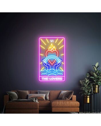 Add a mystical touch to your game room, office, or wedding with The Lovers Tarot Cards 6 Neon Sign.