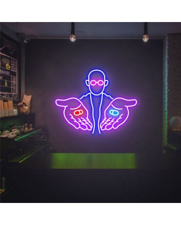 Brighten Your Choice in Home, Office, or Bar: Red Pill Or Blue Pill Funny Neon Lights Decor Game Room Wall for a Unique Touch.