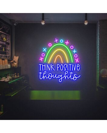 Brighten Up Your Space: From Home Offices to Parties, Let the Think Positive Thoughts Neon Wall Art Led Neon Sign Elevate Your Decor.