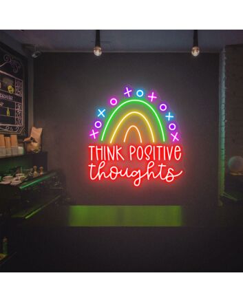 Brighten Up Your Space: From Home Offices to Parties, Let the Think Positive Thoughts Neon Wall Art Led Neon Sign Elevate Your Decor.