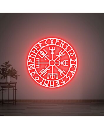 Enhance Your Space: Art Vegvisir Runic Neon Sign Wall Decor Viking Compass - Perfect for Home, Office, Bar, and Themed Events.