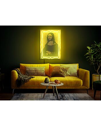 Bring the iconic smile to your space: Mona Lisa wall sign Neon art print Pop art LED UV neon sign - Perfect for cafes, art studios, and eclectic home decor.