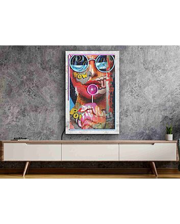 Brighten Up Your Bar, Party or Home Decor with the Vibrant Woman Pop Art Girl Lollipop LED UV Neon Sign.