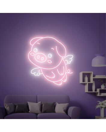 Brighten Your Space with Angel Pig Led Sign: Perfect for Home Decor, Office Ambiance, Store Highlights, and Bar or Wedding Celebrations.