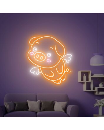 Brighten Your Space with Angel Pig Led Sign: Perfect for Home Decor, Office Ambiance, Store Highlights, and Bar or Wedding Celebrations.