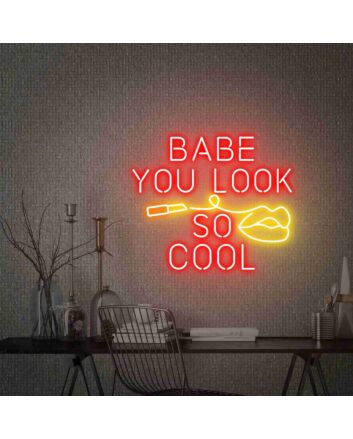 Brighten Up Your Space: Babe You Look So Cool Led Neon Sign for Bars, Parties, and Home Decor