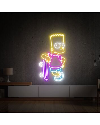 Brighten Your Child's Room or Add Fun to Parties with Bart Simpson Decor LED Neon Sign Bedroom Gift for Kids Wall Art.