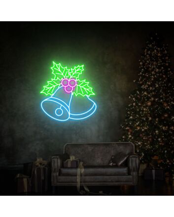 Brighten Your Holiday Season: Christmas Bells Led Neon Sign, Perfect for Home Decor, Office Festivities, and Storefront Displays.