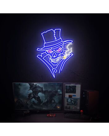 Enhance Your Bar or Man Cave Ambiance with Cool Skull Led Neon Sign Smoking Art Artwork Wall Decoration.