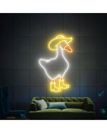 Add a Western Twist to Your Space: Cowboy Goose Led Sign Cowboy Duck Sign - Perfect for Home Decor, Office Ambiance, or Themed Events!