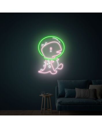 Brighten Your Space: Cute Dinosaur Astronaut Led Neon Signs Wall Decoration for Kids' Rooms, Play Areas, and Birthday Celebrations.