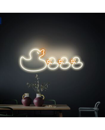 Brighten Your Celebrations and Spaces: Duck Family LED Signs - The Perfect Neon Gift for Bedroom Decor, Office, and Store Ambiance.