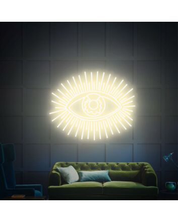 Add a Mysterious Glow to Your Halloween, Bar, and Party Ambiance with the Green Evil Eye LED Neon Sign Decor.