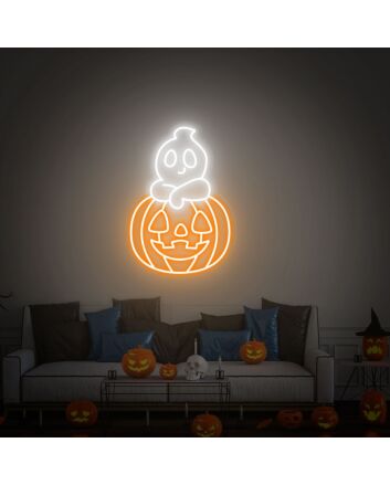 Spookify Your Space: Perfect for Halloween Parties, Home Entrances, or Bar Ambiance with Fairy Ghost Pumpkin Led Neon Sign Halloween Wall Decor.
