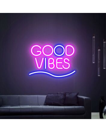 Brighten Your Space: Perfect for Home Decor, Bars, and Weddings - Good Vibes Led Neon Sign For Party Wall Art