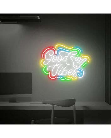 Elevate Your Space: Good Vibes Led Neon Sign Wall Art for Office, Bar, Wedding, and Home Decor
