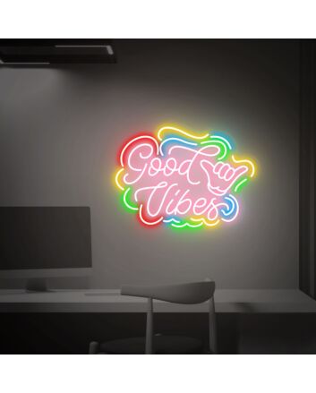 Elevate Your Space: Good Vibes Led Neon Sign Wall Art for Office, Bar, Wedding, and Home Decor