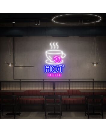 Brighten Up Your Cafe or Kitchen: Hot Coffee Led Neon Sign for an Inviting Coffee Shop Atmosphere and Cozy Home Decor.