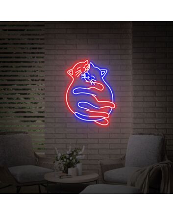 Brighten Up Your Space: Perfect for Office, Home, and Wedding Ambiance with Hug Cat Led Neon Sign Animal Bedroom Decor.