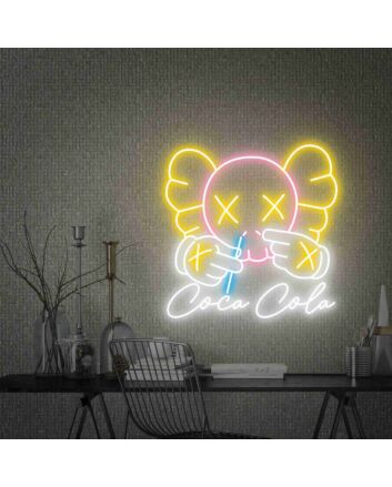 Brighten Up Your Space: Kaws Drink Coca Cola Led Neon Sign Kaw Wall Art for Perfect Home Decor, Office Vibes, and Bar Ambiance.