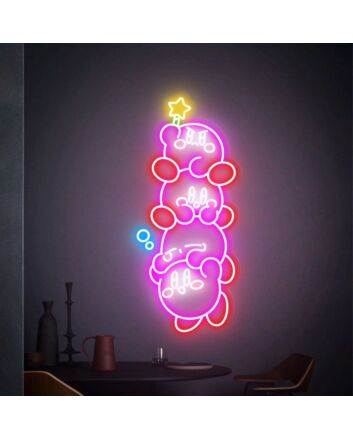 Brighten Your Space: Kirby Decor Custom Kawaii Room Neon Sign for Anime-Inspired Home, Office, Store, and Party Ambiance.