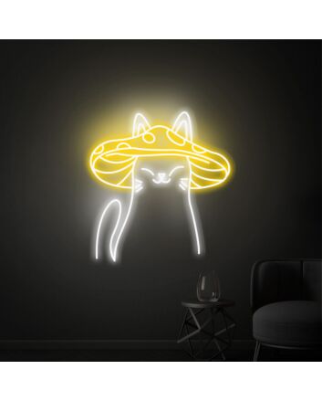 Elevate Your Space: Mushroom Cat Led Neon Sign for Whimsical Home Decor, Office Ambiance, and Unique Store Display