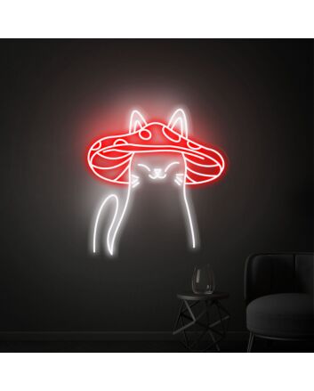Elevate Your Space: Mushroom Cat Led Neon Sign for Whimsical Home Decor, Office Ambiance, and Unique Store Display