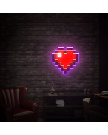 Brighten Your Special Moments: Pixel Heart UV LED Neon Sign, Perfect for Weddings, Parties, and Romantic Home Decor.