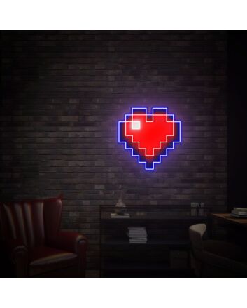Brighten Your Special Moments: Pixel Heart UV LED Neon Sign, Perfect for Weddings, Parties, and Romantic Home Decor.