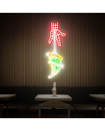 Brighten Up Your Pizza Shop, Kitchen, or Weekend Bash with the Pizza Led Neon Sign Hand Pizza Storefront Sign Wall Art.